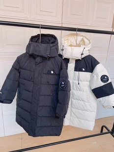 25冬装新品童装儿童徽章魔术贴长款厚实羽绒服 男女童户外保暖服