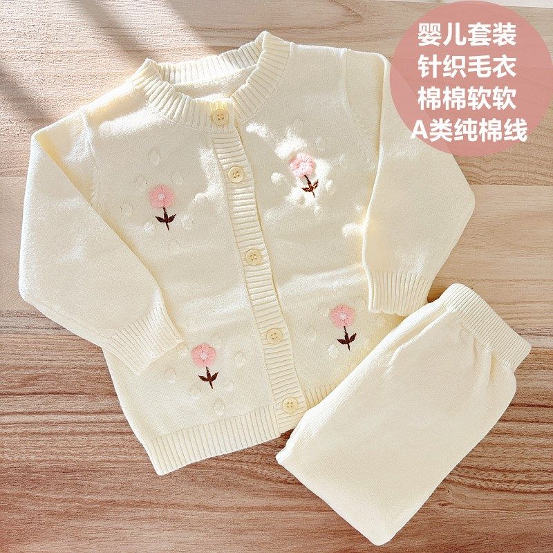 女宝宝洋派开 衫纯棉0-1岁女童针织衫新生婴儿外套6月公主毛