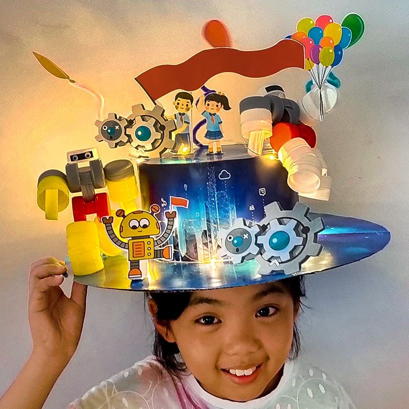 科技节手工帽子hdiy材料包儿童小学生自制创意环保科学制作太空帽