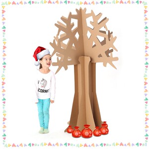 幼儿园手工制作材料纸箱玩具圣诞树diy 涂色O拼装模型立体大树道