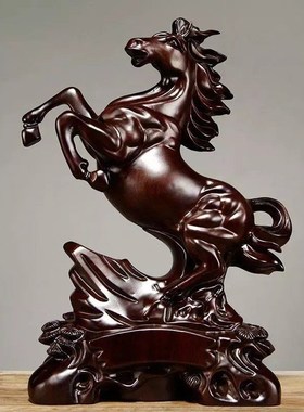 黑檀木雕马到成功摆件12生肖马家居装饰实木开业乔迁送礼工艺品