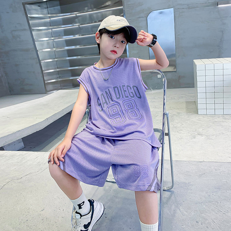 男大童夏装速干篮球服背心套装2025新款儿童装夏季潮酷运动两件套