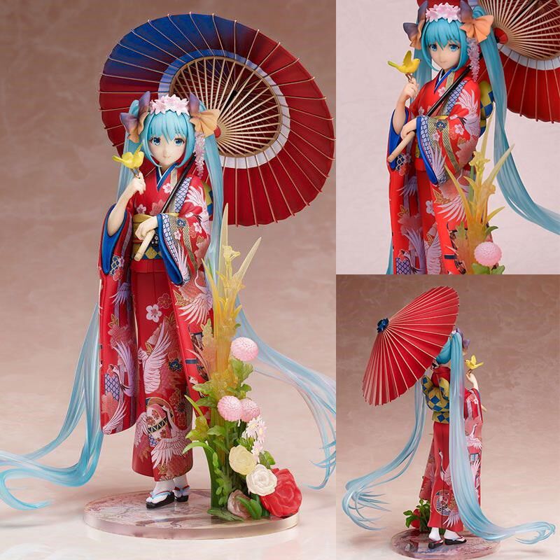 国产美少女花色衣k浴衣和服初音手办拿伞可爱动漫二次元模型摆件