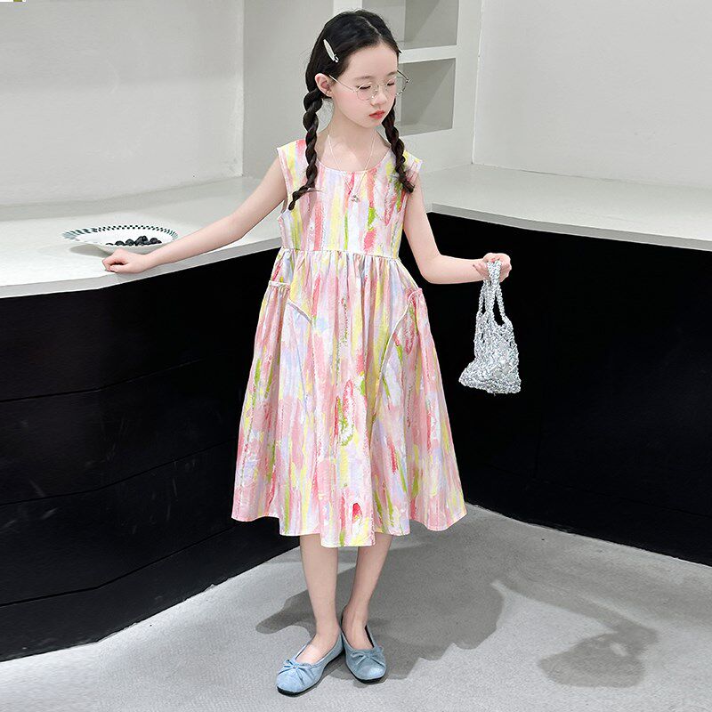 女童连衣裙2025新款夏装女孩夏季纯棉洋气背心公主裙儿童裙子夏天