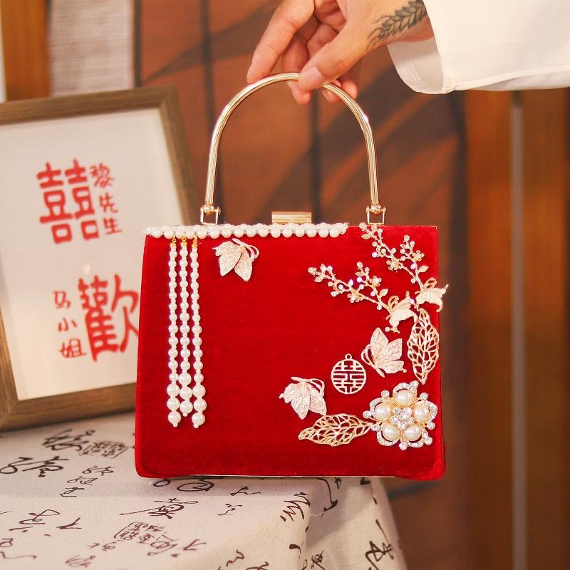 2024新款复古中式婚礼新娘手提包国风旗袍包婚包结婚伴娘礼服女包