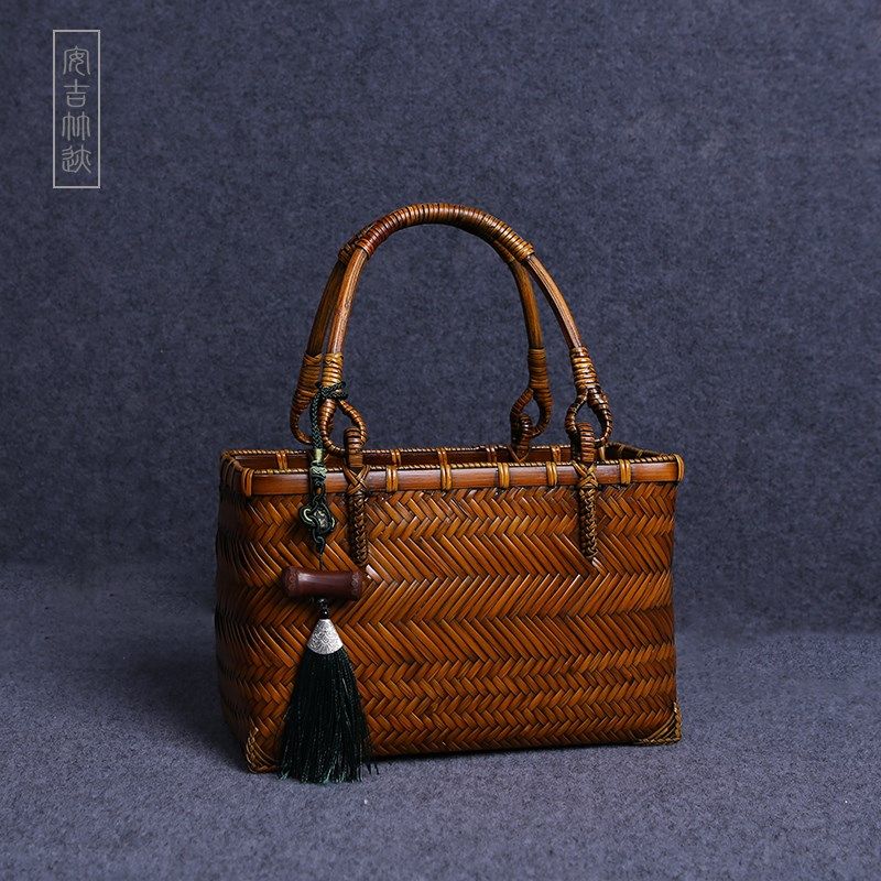 日式竹编包文艺风手提包禅意手工编织包竹篮包百搭旗袍便携收纳包,箱包皮具/热销女包/男包,通用款女包,淘宝优惠券,粉丝福利购,淘宝优惠卷