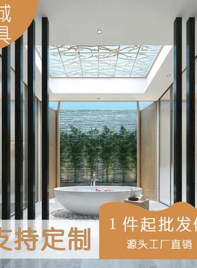 简约北欧实木条屏风隔断家用客厅B进户门卫生间风水隔断免打孔原