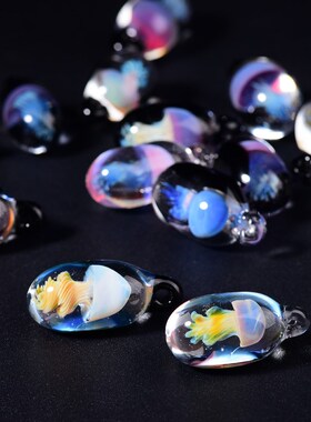 手工制作非遗琉璃水母吊坠项链耳坠饰品礼物水晶标本景区生日闺蜜