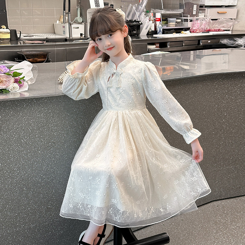 女童连衣裙秋装2024新款儿童裙子秋季中国风小女孩新中式旗袍纱裙