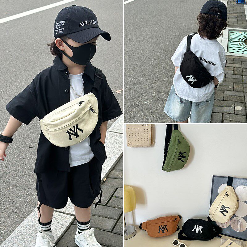 新款儿童斜挎包男童时髦帅气时尚胸包男孩女N童百搭单肩小背包腰