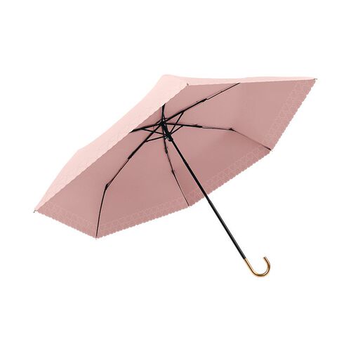 防晒彩胶b三折伞女士晴雨伞挂钩弯柄公主花边遮阳伞简约超轻折叠