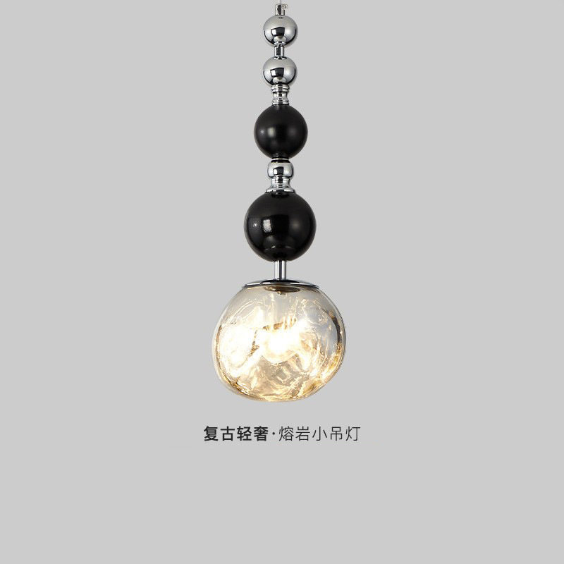 复古轻奢水晶小吊灯北欧吧台吊灯意式极简卧室吊线灯熔岩床头吊灯