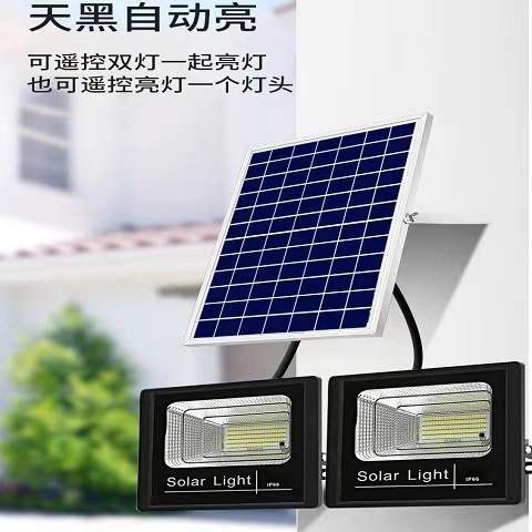 一拖二太阳能投光灯户外家用led照明灯新农村庭院灯防水感应路灯