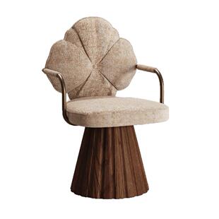 意式极简梳妆椅中古风复古化妆凳高级感轻奢五金实木雕刻