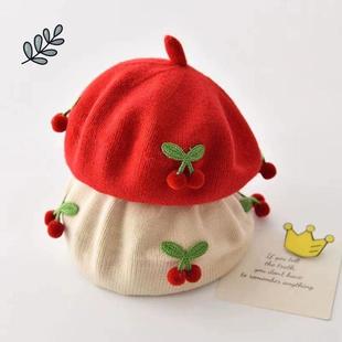 婴儿贝雷帽小月龄红色小头围穿搭男童冬款女宝贝小童幼儿立体定型