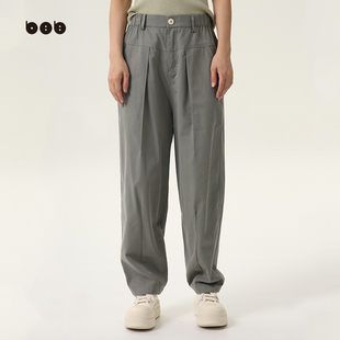 新品 女2024春装 白目自休闲裤 原创设计百搭纯色哈伦裤 商场同款