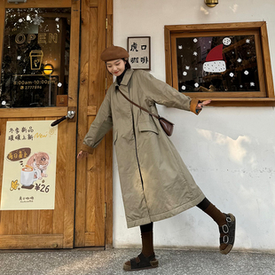 大衣 白目自原创中长款 棉服 女冬新款 外套小众设计感ins港风情侣款