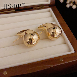 欧美夸张金属水滴大耳环女轻奢高级感s925银针小众设计感时尚耳钉