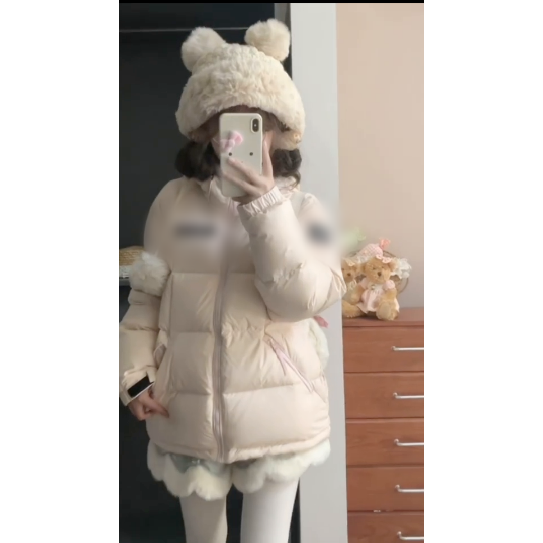 冬季新款加厚保暖连帽棉服外套