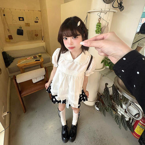夏季甜美波点衬衫短裙两件套