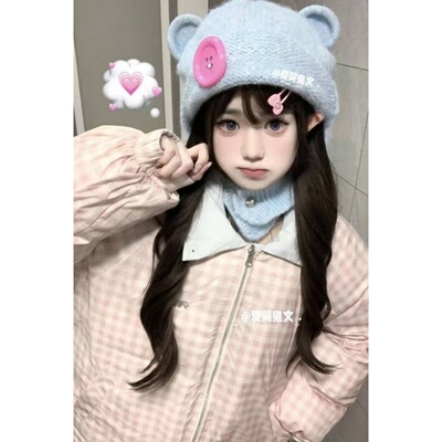 格纹两面穿棉服女宽松百搭面包服