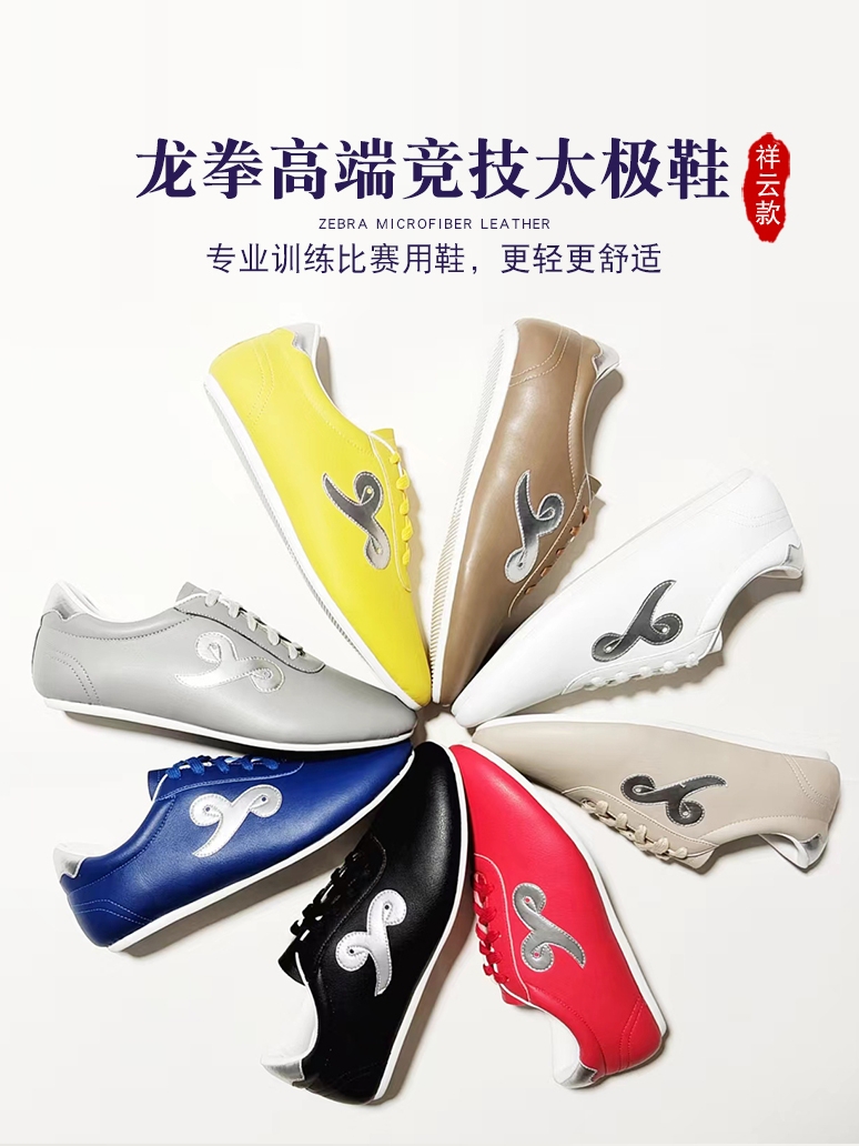 龙拳竞技得冠武术鞋彩色祥云学生训练太极鞋防滑耐磨牛筋底运动鞋