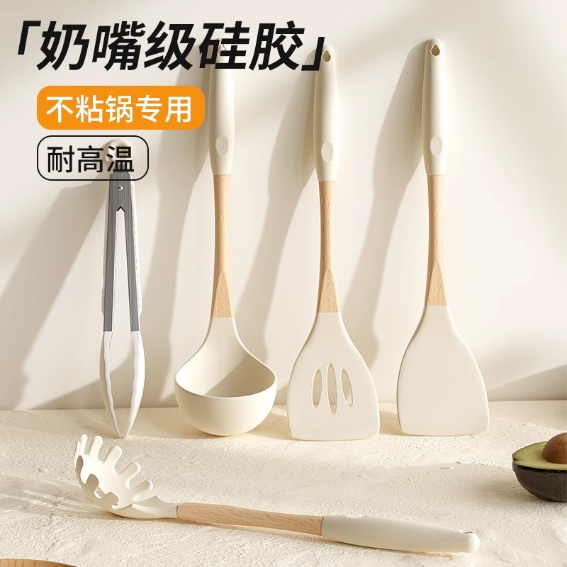 日本进口硅胶铲锅铲耐高温食品级厨房不粘锅专用炒菜铲子汤勺套装