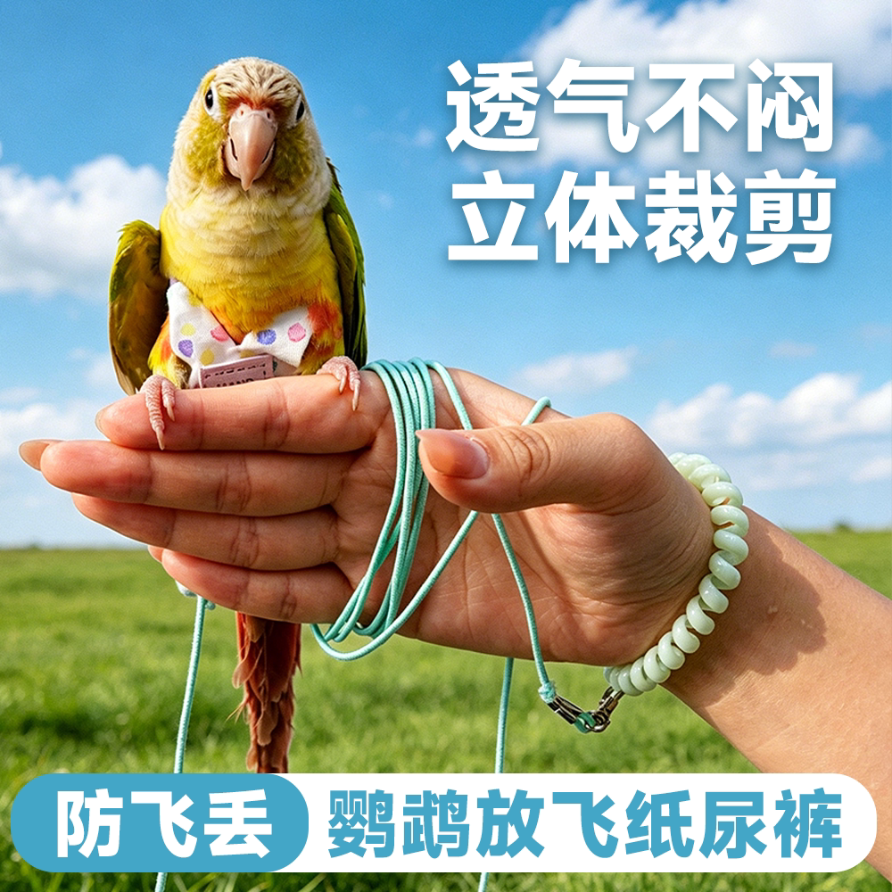 鹦鹉尿不湿放飞绳屎兜可洗防乱咬牵引绳玄凤虎皮牡丹小太阳外出服