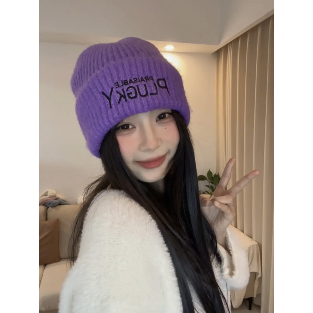 护耳毛线帽子女冬季保暖包头帽大头围显脸小百搭宽松针织堆堆帽潮