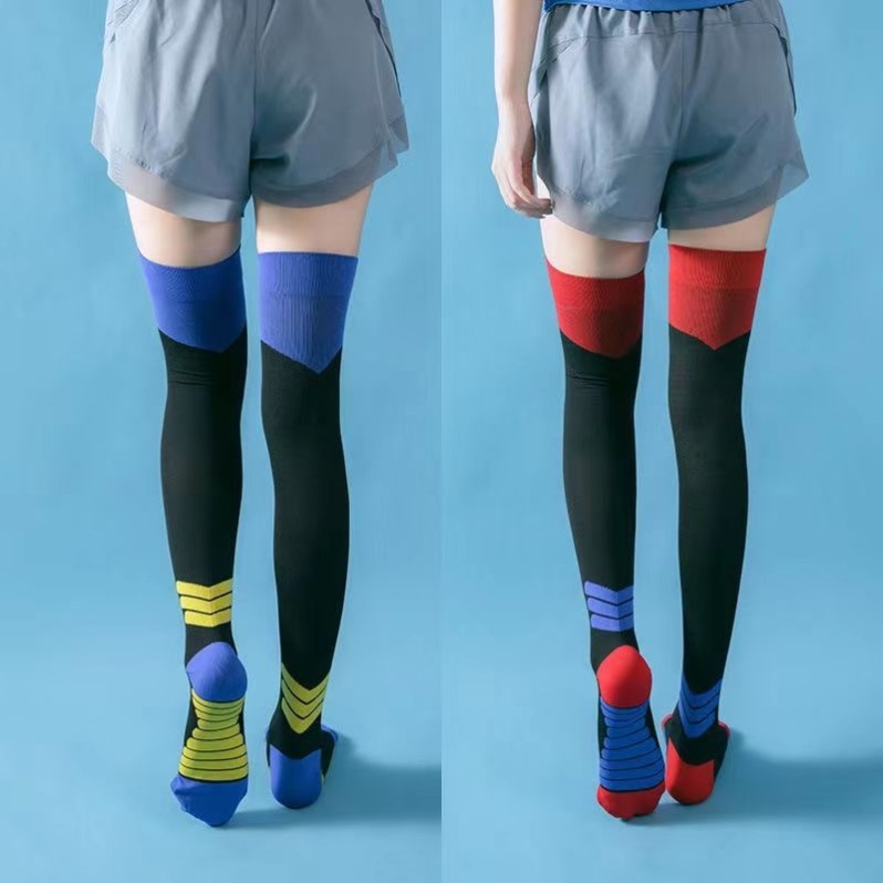 专业运动压力袜过膝跑步健身跳绳跳操长筒袜子透气强压瘦腿塑形