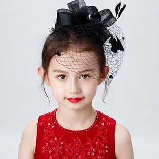演出网纱帽名媛旗袍配饰民国风面纱小礼帽女儿童走秀晚宴礼服头饰