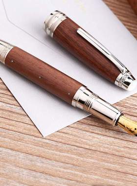Moonman-末匠M1000手工实木钢笔铆钉贝母顶珠BOCK镀金F笔尖檀木款