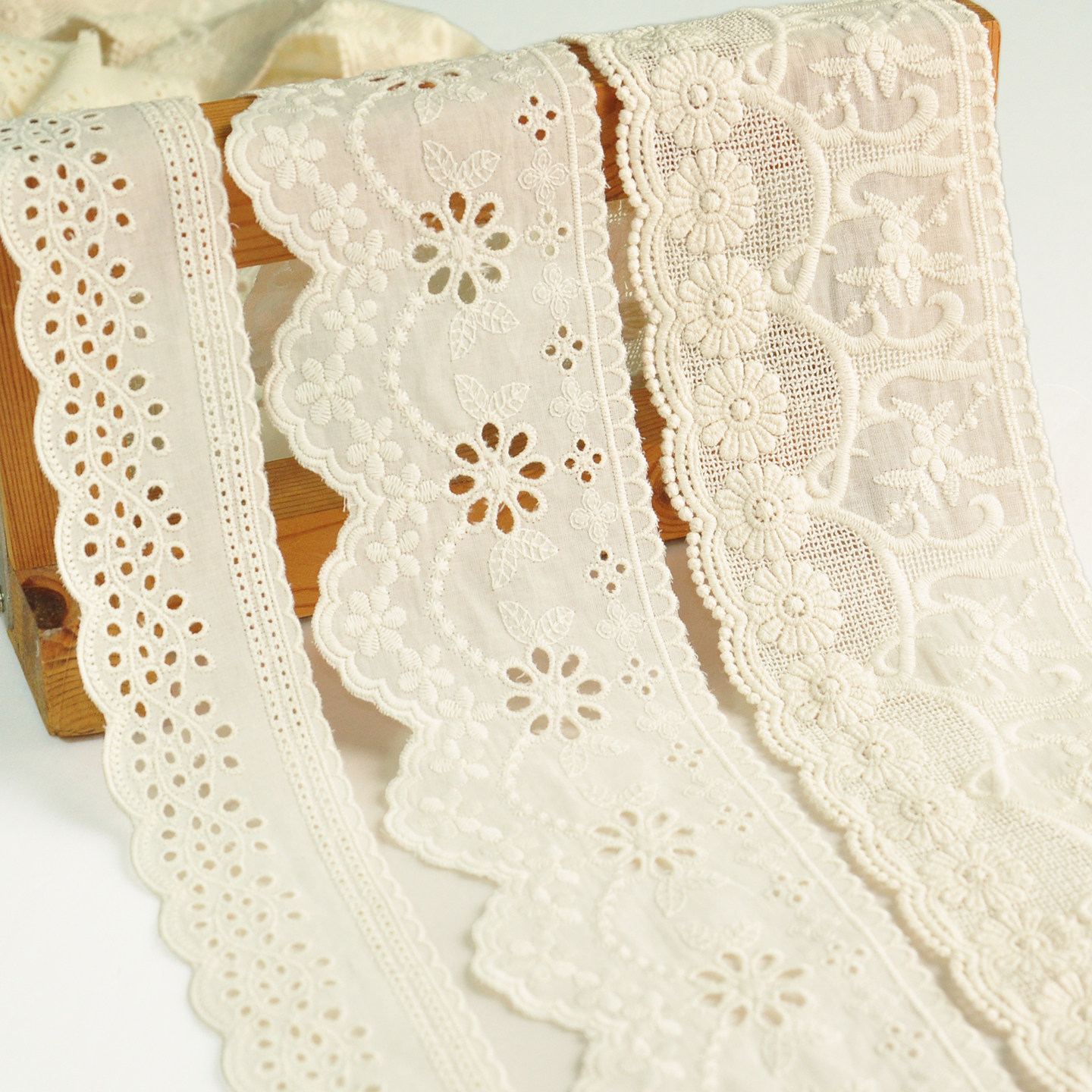 米杏色锁边棉布花边辅料diy手工领口袖口裙边窗帘床品加长蕾丝边