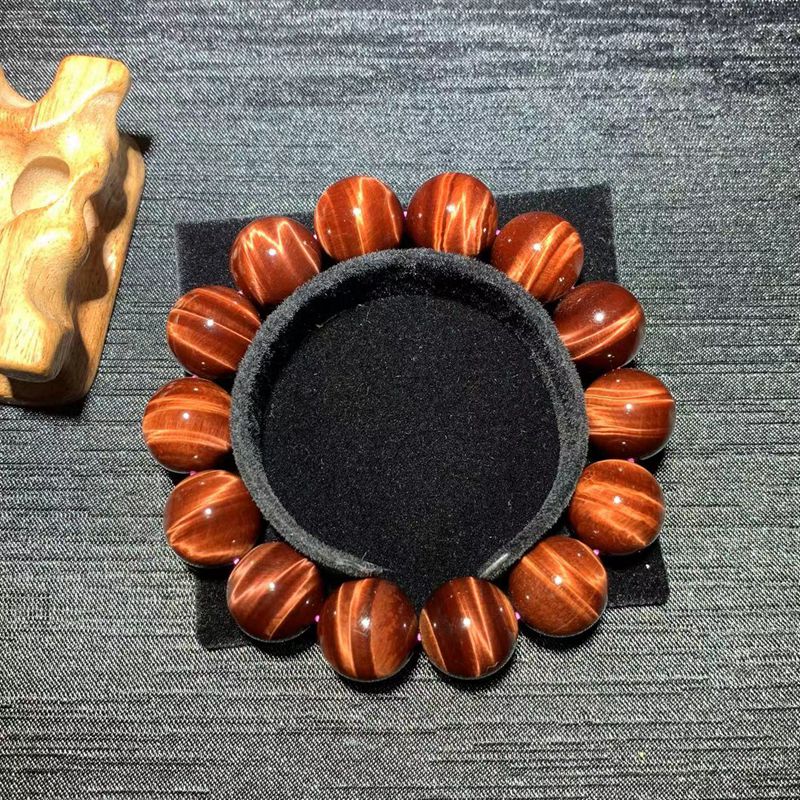 特级红虎眼石手链男女款黄红虎睛石水晶情侣手串饰品直播