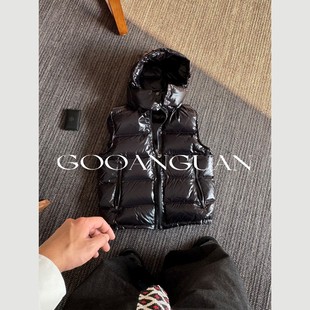 谷安关羽绒马甲170g高充新国标90白鸭绒可拆卸连帽羽绒服保暖背心