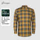 衬衫 乔治白春秋男士 长袖 休闲纽扣领格子上衣直筒微弹