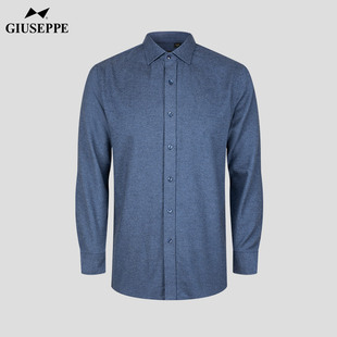 磨毛 休闲温莎领纯偏厚衬衣修身 乔治白秋冬男士 衬衫 上衣 长袖