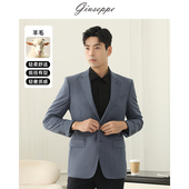 乔治白春秋男士 羊毛西服雾霾蓝两粒扣平驳领修身 上衣后中开衩