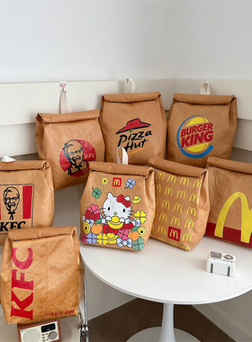 网红肯德基书包车边包便携联名防水大学生校园男女奶酪风双肩背包