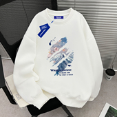 上衣 加绒加厚情侣长袖 WASSUP潮牌秋冬圆领卫衣男女同款 2025新款
