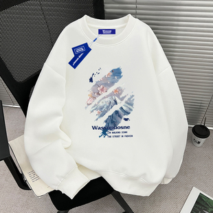 上衣 加绒加厚情侣长袖 WASSUP潮牌秋冬圆领卫衣男女同款 2025新款