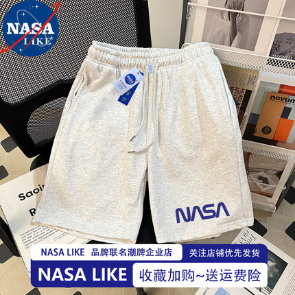 NASA联名休闲潮牌纯棉短裤男夏季2025新款日系宽松运动男生五分裤