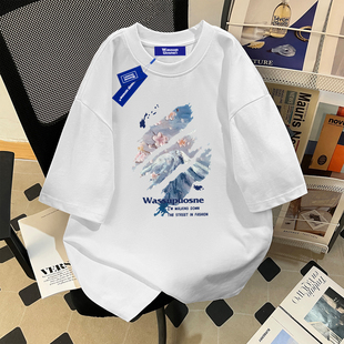 t恤男女同款 宽松潮牌半袖 情侣装 夏季 上衣 2025新款 WASSUP纯棉短袖