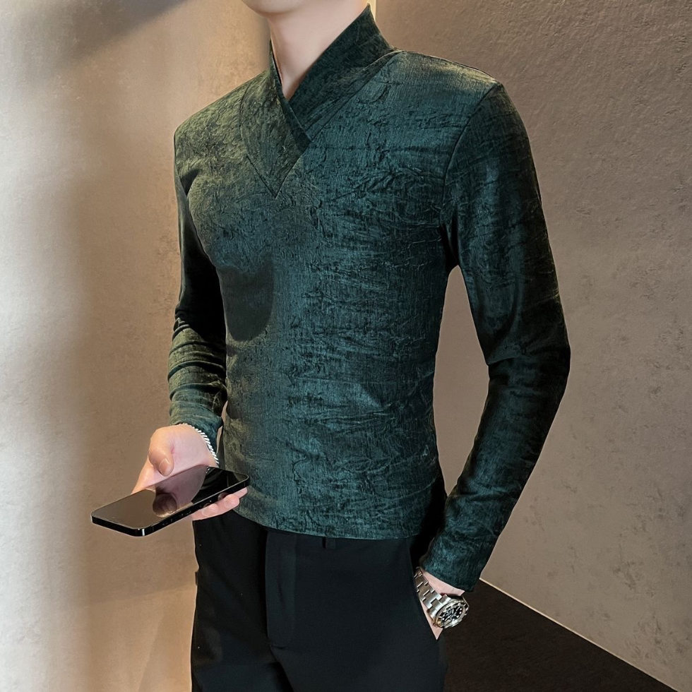 V领长袖秋冬季高级感时尚潮T恤2025新款内搭韩版修身保暖休闲打底