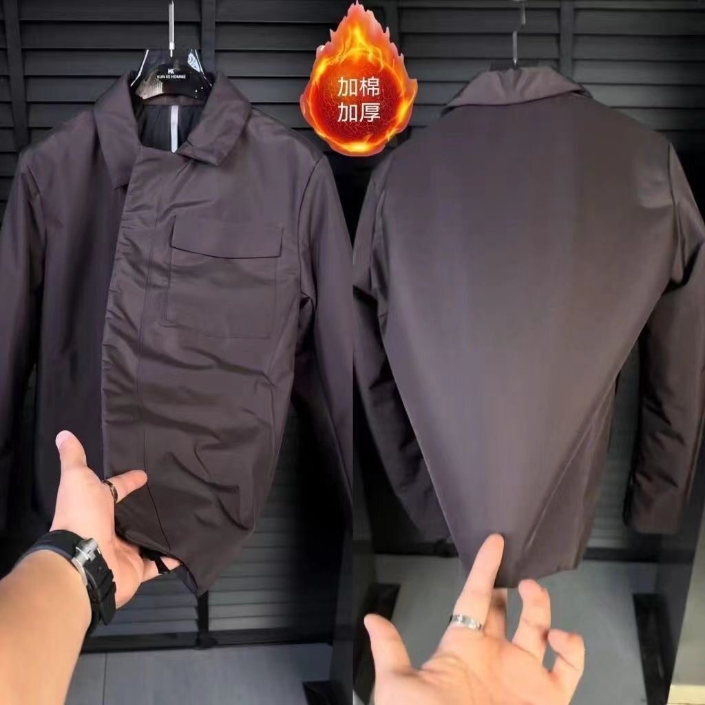 秋冬款男士新品翻领加棉夹克外套ins高级感时尚帅气百搭保暖外套
