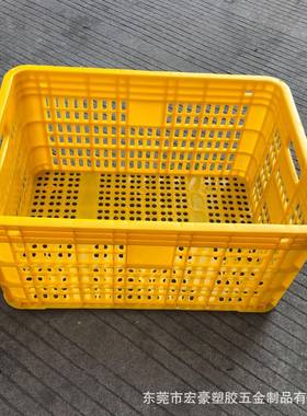 现货供应新料熟胶广西2KG加厚黄色塑料水果箩50斤桔子有孔水果筐