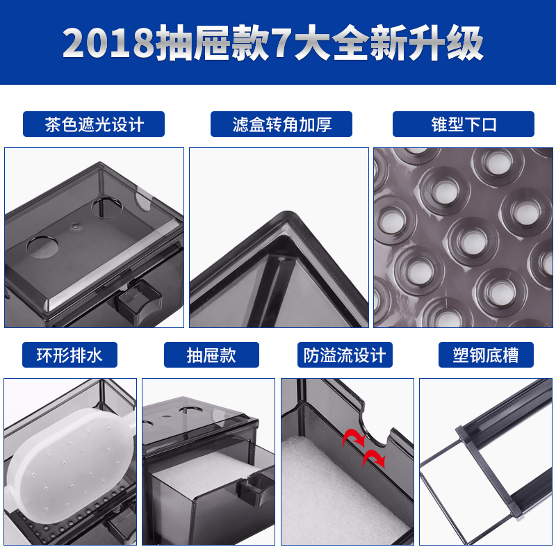 鱼缸滴流盒过滤盒上置上滤过滤器低水位过滤槽乌龟缸储水式水族箱
