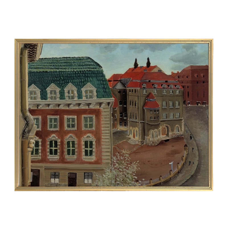 转角街道 高端金色别墅客厅画欧式复古玄关装饰画横板餐厅墙壁画图片