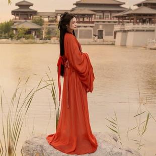 汉服战国袍直裾放量复原款魏晋风交领直裾拖尾不拖地款中国风古装