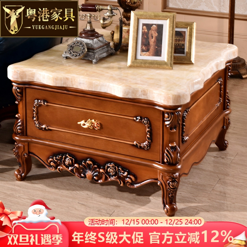 欧式方几美式奢华客厅功夫实木茶几小户型仿古角几边几别墅小茶桌